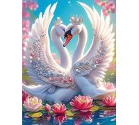 Dos cisnes con coronas Forming A Heart on A Lotus Puzzle 500 Piezas Juguete Educativo Intelectual Animal salvaje mascota Cute Rompecabezas Impossible Para Adultos Aliviar Estrés Decoración Hogar DIY C