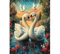 Dos cisnes en el jardín del Amor Puzzles 300 Piezas Moderno Decorativo Cuento de Hadas mágico de Animales Rompecabezas Familiar para Hombres Y Mujeres Aliviar Estrés Maquetas Construir 300 PCS
