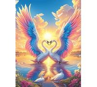 Dos Cisnes en el Resplandor del Atardecer Puzzle 500 Piezas Papel Mayores Mascota de Vida Silvestre Terapia Ocupacional Entretenimiento Sin Pantalla para Navidad Regalo Original 500