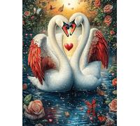 Dos cisnes en Forma de corazón Puzzle 300 Piezas Papel Mayores Cuento de Hadas de acompañamiento mágico Terapia Ocupacional Alivio Estrés Tiempo Libre En Casa Regalo Original 300 PCS