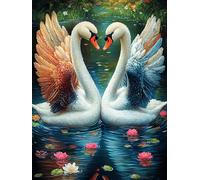 Dos cisnes en un Estanque de Loto Rompecabezas 500 Piezas Cartón para Expertos Sueño Mágico de Ciencia Ficción Mejora Atención Diversión Grupal Decoración Artística Regalo Navideño Original 500 PCS