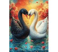 Dos cisnes formando corazón en estanque de lotos Puzzle 1000 Piezas Juguete Educativo Paisaje ciencia ficción Rompecabezas Impossible Para Adultos Aliviar Estrés Decoración Hogar DIY Creativo 1000 PCS