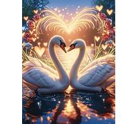 Dos cisnes Formando corazón en Estanque de lotos Puzzles 1000 Piezas Obra De Arte Decorativa Premium Fauna Mascotas Rompecabezas Familiar para Adultos DIY Creativo Aliviar Estrés Portátil 1000 PCS