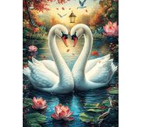 Dos cisnes Formando corazón en Lago Puzzle 500 Piezas Juguete Educativo Familiar Sueño mágico de Ciencia ficción Rompecabezas 3D para Hombres Y Mujeres Construir Maquetas Desafío Intelectual 500 PCS