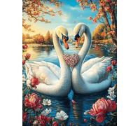 Dos cisnes Formando corazón in A Lotus Pond Puzzle 500 Piezas Educativo Construir 3D Sueño mágico de Ciencia ficción Rompecabezas para Familia Maquetas Educativas Desafío Intelectual Decoración Hogar