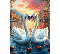 Dos cisnes Formando corazón in A Magical City Puzzles 300 Piezas Alivio Estrés Mental Animales Salvajes y domésticos Rompecabezas 3D para Toda La Familia Juguete Educativo Desafío Intelectual 300 PCS