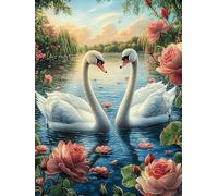 Dos cisnes Formando corazón Puzzles 1000 Piezas Moderno Creativo Sueño mágico de Ciencia ficción Rompecabezas Familiar para Adultos 3D Maquetas Construir Aliviar Estrés Decorativo 1000 PCS