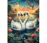 Dos cisnes Formando corazón Puzzles 1000 Piezas Obra De Arte Decorativa Animal de Cuento de Hadas acompañante Rompecabezas Familiar para Adultos DIY Creativo Aliviar Estrés Portátil 1000 PCS
