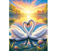 Dos Cisnes Formando un Corazón at Sunset Puzzle 500 Piezas Papel Mayores Mascota de Vida Silvestre Terapia Ocupacional Entretenimiento Sin Pantalla para Navidad Regalo Original 500 P