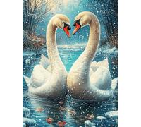 Dos cisnes formando un corazón bajo la nieve Rompecabezas 500 Piezas Cartón Resistente Para Toda La Familia Vida silvestre y mascotas Actividades Grupales Regalo Corporativo Calidad Profesional San Va