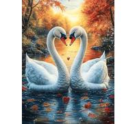 Dos cisnes Formando un corazón con Rosas Puzzle 300 Piezas Cartón Resistente para Parejas Vida Silvestre y Mascotas Entrenamiento Cerebral Estimulación Mental Juego Familiar 300
