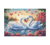 Dos cisnes Formando un corazón con Rosas Rojas Puzzle 1000 Piezas Juguete Educativo Familiar Interactivo Rompecabezas 3D para Hombres Y Mujeres Construir Maquetas Desafío Intelectual 1000 PCS