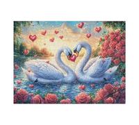 Dos cisnes Formando un corazón con Rosas Rojas Puzzle 500 Piezas Juguete Educativo Familiar Rompecabezas 3D para Hombres Y Mujeres Construir Maquetas Desafío Intelectual 500 PCS