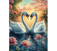 Dos cisnes Formando un corazón en un Estanque de Loto Puzzle 1000 Piezas Papel Principiantes Paisajes y Ciencia ficción Desarrollo Habilidades Estimulación Cerebral Juego Compartir R