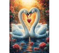 Dos cisnes Formando un corazón en un Estanque de Loto Rompecabezas 1000 Piezas Cartón Grueso para Coleccionistas Vida Silvestre y Mascotas Desconectar Rutina Ejercicio Mental Relajante