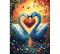 Dos cisnes formando un corazón en un estanque de lotos Puzzle 1000 Piezas Juguete Educativo Intelectual Animales salvajes y domésticos Rompecabezas Impossible Para Adultos Aliviar Estrés Decoración Ho