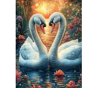 Dos cisnes formando un corazón en un estanque de lotos Puzzle 300 Piezas Juguete Educativo Animales salvajes y domésticos Rompecabezas Impossible Para Adultos Aliviar Estrés Decoración Hogar DIY Creat