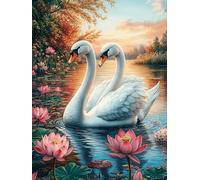 Dos cisnes formando un corazón en un estanque de lotos Puzzle 500 Piezas Juguete Educativo Familiar Animales salvajes y domésticos Rompecabezas 3D Para Hombres Y Mujeres Construir Maquetas Desafío Int