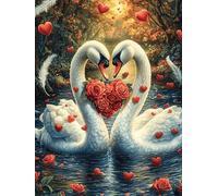 Dos cisnes formando un corazón en un estanque de lotos Puzzles 300 Piezas DIY Creativo Animales salvajes y domésticos Rompecabezas Familiar Para Toda La Familia Juguete Educativo Aliviar Estrés Decora