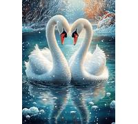 Dos cisnes formando un corazón en un estanque de lotos Puzzles 500 Piezas Impossible 3D Animales salvajes y domésticos Rompecabezas Para Adultos Desafío Intelectual Estera Portátil DIY Moderno Creativ