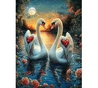 Dos cisnes Formando un corazón en un jardín mágico Puzzle 300 Piezas Cartón Blanco Premium para Expertos Vida Silvestre y Mascotas Días Lluviosos Colección Garantía Reposición Piezas
