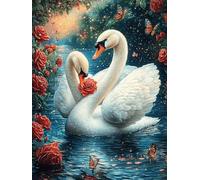 Dos cisnes formando un corazón en un jardín mágico Rompecabezas 1000 Piezas Cartón Resistente Para Toda La Familia Vida silvestre y mascotas Actividades Grupales Relajación Concentración Regalo Aniver