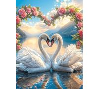 Dos cisnes Formando un corazón in A Flower Frame Puzzle 1000 Piezas Estera Portátil 3D Planta Silvestre Rompecabezas Familiar para Hombres Y Mujeres Aliviar Estrés Decoración Hogar 1000 PCS