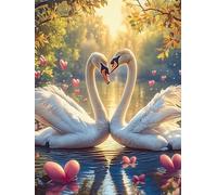 Dos cisnes Formando un corazón in A Flower Garden Puzzles 500 Piezas Moderno Creativo Planta Silvestre Rompecabezas Familiar para Adultos 3D Maquetas Construir Aliviar Estrés Decorativo 500 PCS