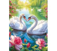 Dos cisnes Formando un corazón in A Lotus Pond Puzzle 1000 Piezas Obra De Arte Familiar Animal Salvaje Mascota Rompecabezas 3D para Hombres Y Mujeres Juguete Educativo Desafío Intelectual 1000 PCS
