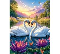 Dos Cisnes Formando un Corazón in A Lotus Pond Puzzle 300 Piezas Cartón Grueso Para Toda La Familia Mascota de Vida Silvestre Cute Desarrollo Lógica Agilidad Mental Actividad Hacer En Grupo Idea De Re