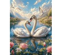 Dos cisnes Formando un corazón in A Lotus Pond Puzzle 300 Piezas Familiar Creativo Animal Salvaje Mascota Cute Rompecabezas 3D para Familia Juguete Educativo Construir Maquetas Aliviar Estrés 300 PCS