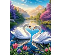 Dos Cisnes Formando un Corazón in A Lotus Pond Puzzle 300 Piezas Papel Mayores Mascota de Vida Silvestre Cute Terapia Relajación Relajación Mental Más Vendido Original 3