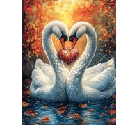 Dos cisnes Formando un corazón in A Lotus Pond Puzzle 500 Piezas Decoración Moderna Planta Silvestre Rompecabezas para Adultos 3D DIY Creativo Desafío Intelectual Juguete Educativo 500 PCS