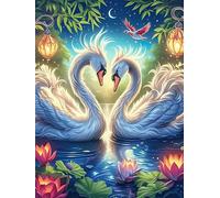 Dos cisnes formando un corazón in A Lotus Pond Puzzle 500 Piezas Juguete Educativo Familiar Interactivo Animal salvaje mascota Cute Rompecabezas 3D Para Hombres Y Mujeres Construir Maquetas Desafío In