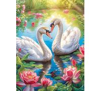 Dos Cisnes Formando un Corazón in A Lotus Pond Puzzle 500 Piezas Papel Mayores Mascota de Vida Silvestre Terapia Relajación Relajación Mental Más Vendido Original 500 PC