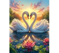 Dos Cisnes Formando un Corazón in A Lotus Pond Puzzle 500 Piezas Papel Mayores Mascota de Vida Silvestre Terapia Relajación Relajación Mental Más Vendido Original 500 PC