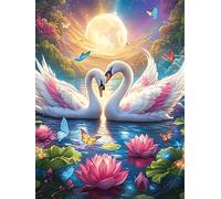 Dos Cisnes Formando un Corazón in A Lotus Pond Puzzle 500 Piezas Papel Mayores Mascota de Vida Silvestre Cute Alivio Ansiedad Actividad para La Mente Ocio Tranquilo En Casa Más Vendi
