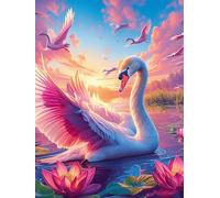 Dos cisnes formando un corazón in A Lotus Pond Puzzles 300 Piezas Estera Portátil Plegable Animal salvaje mascota Rompecabezas Para Adultos Desafío Intelectual Aliviar Estrés Decoración Hogar 3D 300 P