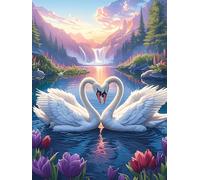 Dos cisnes Formando un corazón in A Magical Lake Puzzles 1000 Piezas Actividad Familiar Animal Salvaje Mascota Rompecabezas 3D para Familia Juguete Educativo Aliviar Estrés Decoración Hogar 1000 PCS