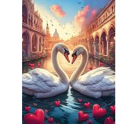 Dos Cisnes Formando un Corazón on A Beach Puzzle 500 Piezas Papel Mayores Mascota de Vida Silvestre Terapia Relajación Relajación Mental Más Vendido Original 500 PCS