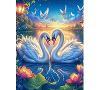Dos Cisnes Formando un Corazón on A Lotus Flower Puzzle 500 Piezas Cartón Grueso para Coleccionistas Mascota de Vida Silvestre Cute Eventos Team Building para Relajarse Regalo Aniversa
