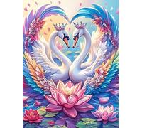 Dos cisnes formando un corazón on A Lotus Flower Puzzles 1000 Piezas Impossible 3D Animal salvaje mascota Cute Rompecabezas Para Adultos Desafío Intelectual Estera Portátil DIY Moderno Creativo 1000 P