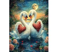 Dos cisnes Formando un corazón Puzzle 1000 Piezas Cartón Grueso para Coleccionistas Sueño Mágico de Ciencia Ficción Eventos Team Building para Relajarse Regalo Aniversario 1000 PCS