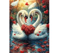 Dos cisnes Formando un corazón Puzzle 1000 Piezas Cartón Resistente para Parejas Sueño Mágico de Ciencia Ficción Noches De Cita para Relajarse para Fiestas Navideñas 1000 PCS