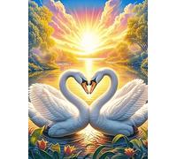 Dos cisnes Formando un corazón Puzzle 300 Piezas Juguete Educativo Familiar Interactivo Animal Salvaje Mascota Rompecabezas 3D para Hombres Y Mujeres Construir Maquetas Desafío Intelectual 300 PCS