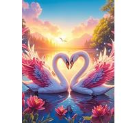 Dos Cisnes Formando un Corazón Puzzle 500 Piezas Cartón Blanco Premium para Coleccionistas Mascota de Vida Silvestre Desarrollo Cognitivo Ocio Tranquilo Casa Compatible Marco Estándar 500 PCS