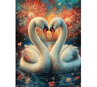 Dos cisnes Formando un corazón Puzzle 500 Piezas Cartón Resistente para Parejas Sueño Mágico de Ciencia Ficción Entrenamiento Cerebral Estimulación Mental Juego Familiar 500 PCS
