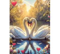Dos cisnes Formando un corazón Puzzles 500 Piezas Maquetas 3D Construir Sin Pegamento Animal Salvaje Mascota Rompecabezas Educativo para Familia Desafío Intelectual Decoración Hogar 500 PCS