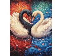 Dos Cisnes Formando un Corazón Reflected in Water Puzzle 1000 Piezas Cartón Blanco Premium Para Coleccionistas Mascota de Vida Silvestre Entrenamiento Memoria Juego Compartir Colección Rompecabezas 10