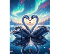 Dos Cisnes Formando un Corazón Reflected in Water Rompecabezas 300 Piezas Cartón Para Adultos Mascota de Vida Silvestre Estimulación Cognitiva Juego Familiar Decoración Mural Regalo De San Valentín 30